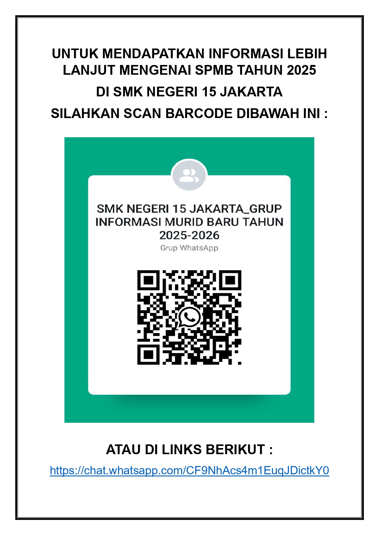 TATA CARA LAPOR DIRI SPMB TP 2025-2026 SMKN 15 Jakarta